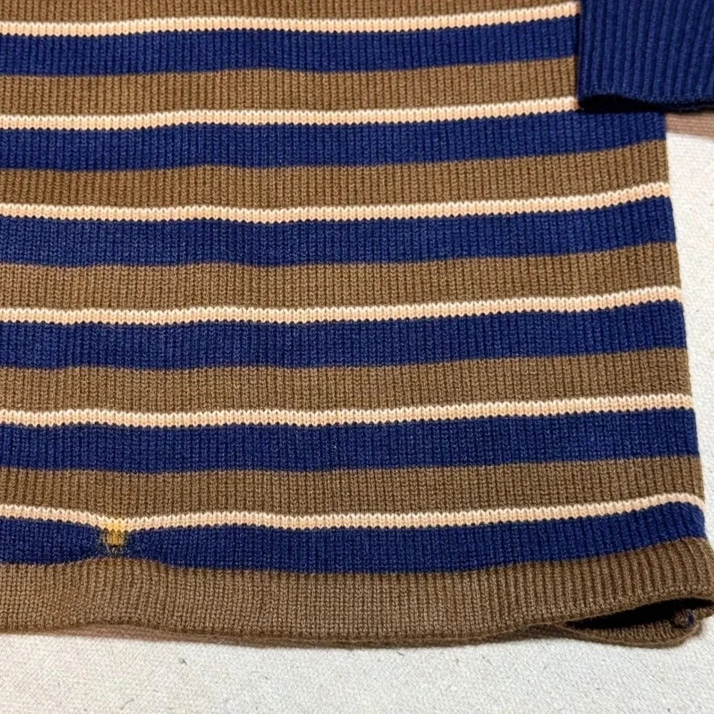 Ralph Lauren Polo black label Sweater L Striped Long Sleeve Knit Navy Brown Mens
